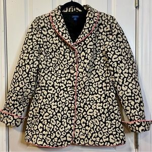 J. McLaughlin Delphine Tan Black Leopard Print Blazer Jacket Tan Black Pink Sz 8
